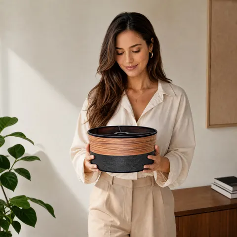 Abażur walec ażurowy Oro Deluxe czarny fornirowany 25cm ZLA7214