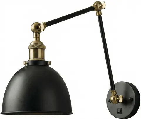 Kinkiet metalowy regulowany czarny antic brass Rustic z włącznikiem
