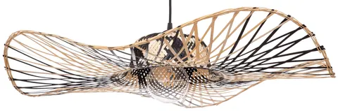 Lampa wisząca BOHO bambusowa 73cm TH31 czarna zawieś