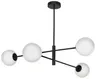 Lampa sufitowa black Milano 4 klosze mleczne kule