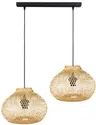 Lampa podwójna listwa czarna abażur bambusowy TH04S
