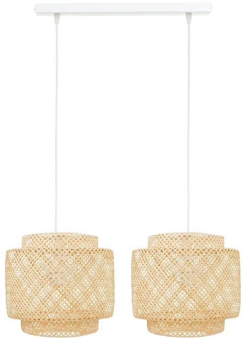 Lampa podwójna listwa biała abażur bambusowy TH36
