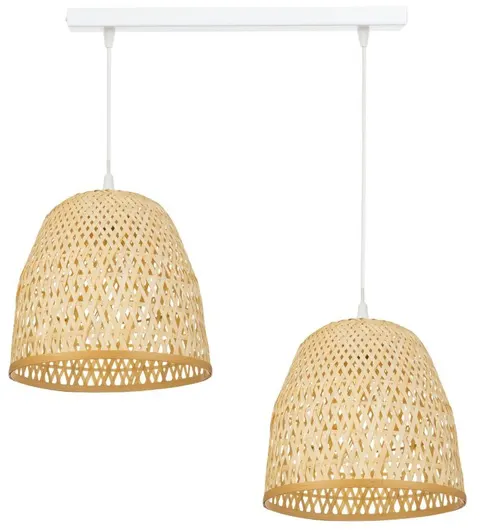 Lampa podwójna listwa biała abażur bambusowy PHU09