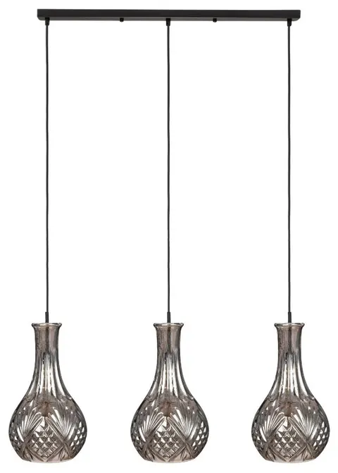 Lampa wisząca listwa potrójna kryształ karafka grafit