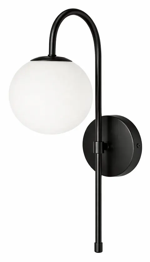 Kinkiet black Milano Grace mleczna kula