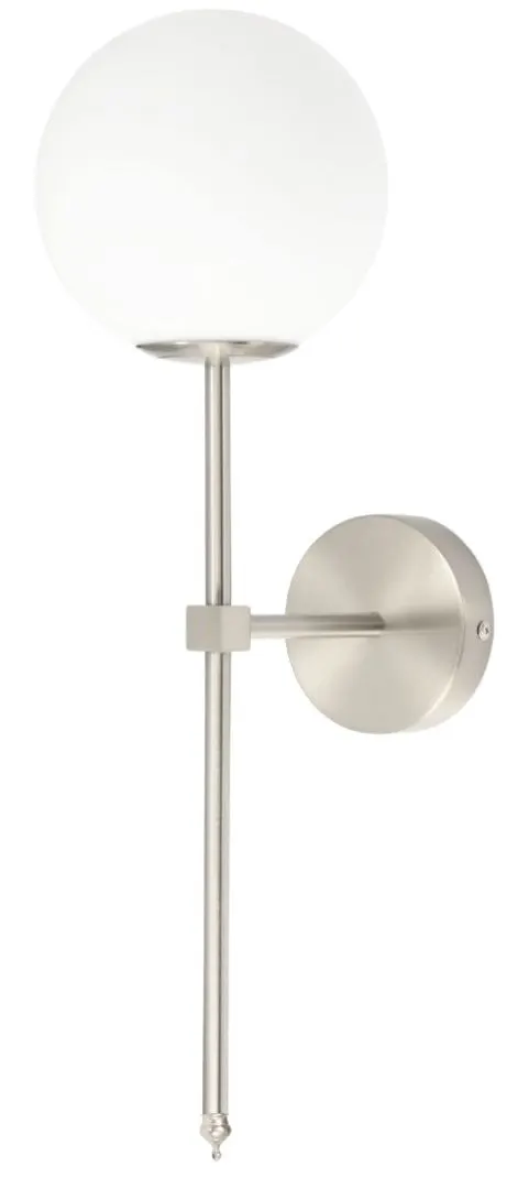 Kinkiet minimalistyczny silver Milano mleczna kula