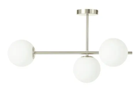 Lampa Milano silver potrójna mleczne kule dwuobwodowa