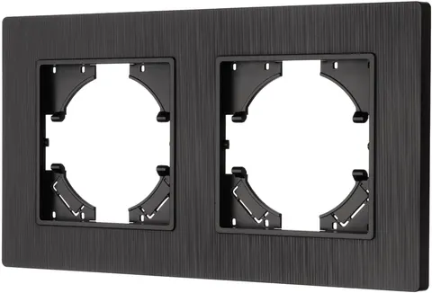 Ramka podwójna PC szczotkowane czarna P51-2 Loft Line