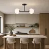 Lampa sufitowa Milano black podwójna mleczne kule EP1C28
