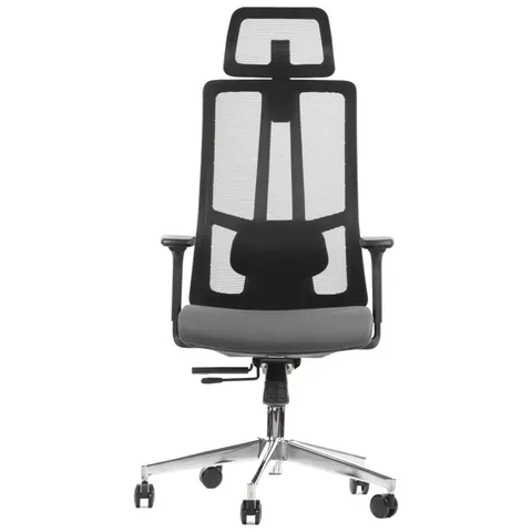 Fotel biurowy AKCENT szary - czarny podstawa chromowana