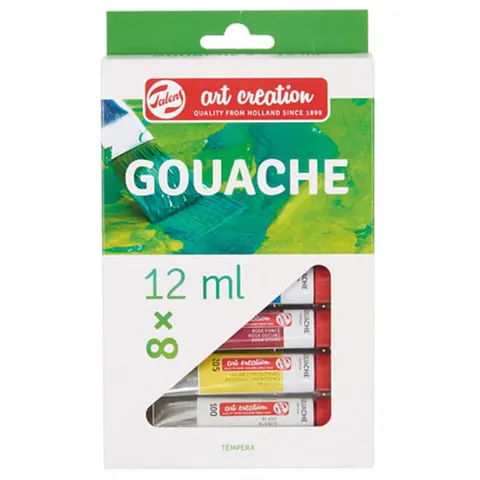 Talens Art Creation Gouache – farby gwasze, zestaw 8 kolorów w tubkach 12 ml