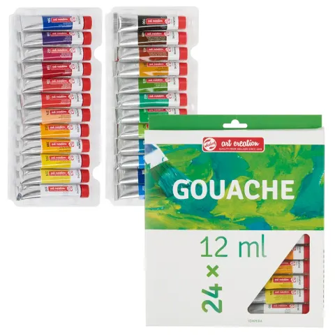 Talens Art Creation Gouache – farby gwasze, zestaw 24 kolorów w tubkach 12 ml
