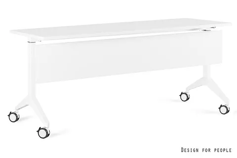 Biurko YUMI S - BIAŁY - STELAŻ, BLAT I PANEL MASKUJĄCY - 180X70 CM