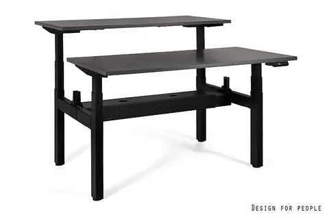 Biurko ACTIVE II - CZARNY - STELAŻ I BLAT - 2X(160X70 CM) - YZ-13 ANTRACYT