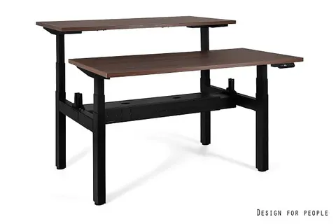 Biurko ACTIVE II - CZARNY - STELAŻ I BLAT - 2X(160X70 CM) - YZ-17 WALNUT
