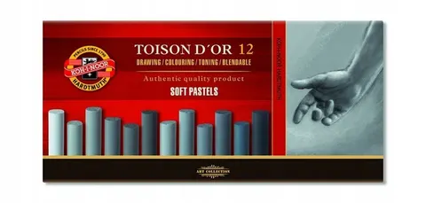 KOH-I-NOOR Pastele suche 12 kolorów, SZAROŚĆ