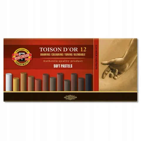 Pastele suche TOISON D'OR Koh-I-Noor 12 szt - odcienie brązu