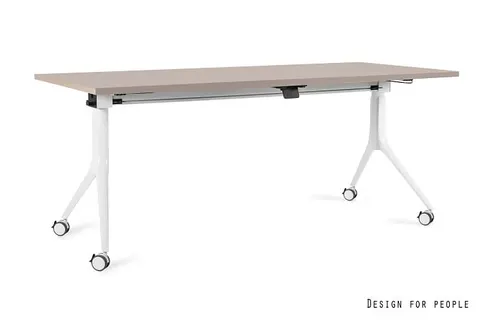 Biurko CARL - BIAŁY - STELAŻ I BLAT - 180X80 CM Beżowy
