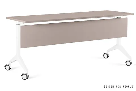 Biurko YUMI S - BIAŁY - STELAŻ, BLAT I PANEL MASKUJĄCY - 180X70 CM Beżowy