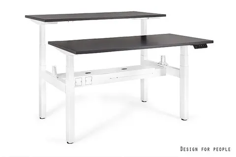 Biurko ACTIVE II - BIAŁY - STELAŻ I BLAT - 2X(140X70 CM) - YZ-13 ANTRACYT