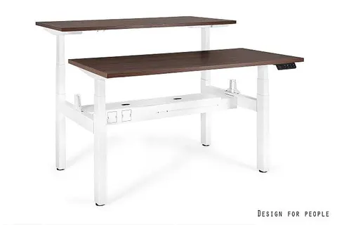 Biurko ACTIVE II - BIAŁY - STELAŻ I BLAT - 2X(140X70 CM) - YZ-17 WALNUT
