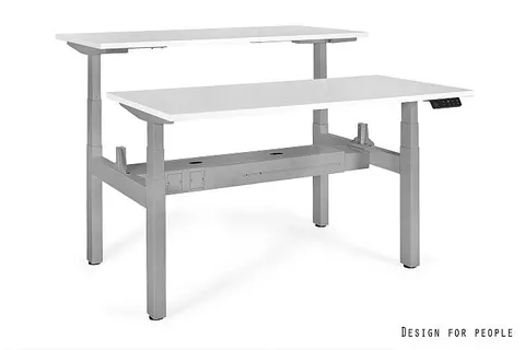 Biurko ACTIVE II - SZARY - STELAŻ I BLAT - 2X(140X70 CM) - YZ-02 BIAŁY