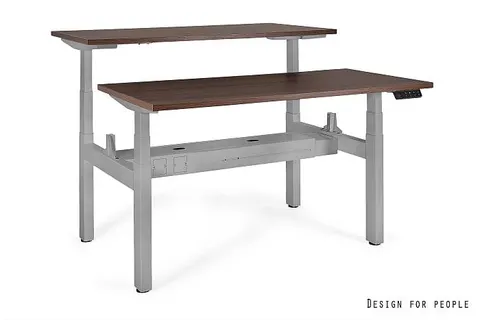 Biurko ACTIVE II - SZARY - STELAŻ I BLAT - 2X(140X70 CM) - YZ-17 WALNUT