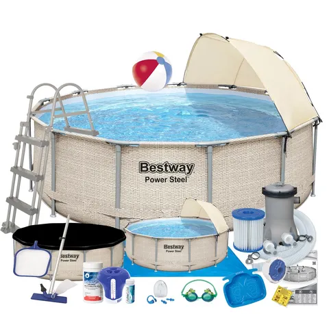 Basen stelażowy 396 x 107 cm z daszkiem BESTWAY nr kat 5614V - 19 w 1