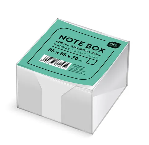 NOTES KOSTKA W POJEMNIKU 85X85X70MM BIAŁA INTERDRUK