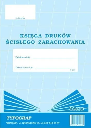 KSIĘGA DRUKÓW ŚCISŁEGO ZARACHOWANIA A4 K210 02084 TYPOGRAF