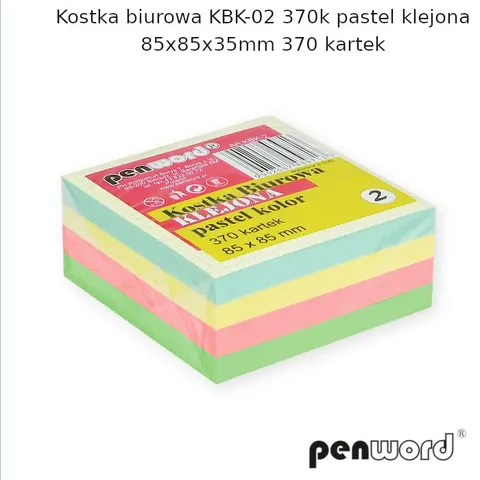 Notes kostka 85x85x35mm klejona pastelowe kolory KBK-02 370K PENWORD