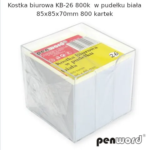 Kostka biurowa w pudełku 85x85x70 BIAŁA 800szt /6 Penword