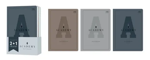 Interdruk Zestaw zeszytów A5 60kartek w linie ACADEMY Hybyd 3szt Carbon