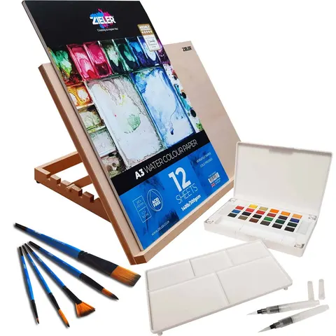 Zestaw Watercolour Art A3 Zieler - 24 farby + sztaluga + akcesoria