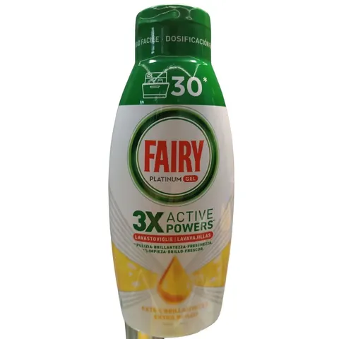 Fairy Platinum Gel 3x Active Powers 600 ml – niemiecki żel do zmywarek (30 myć)