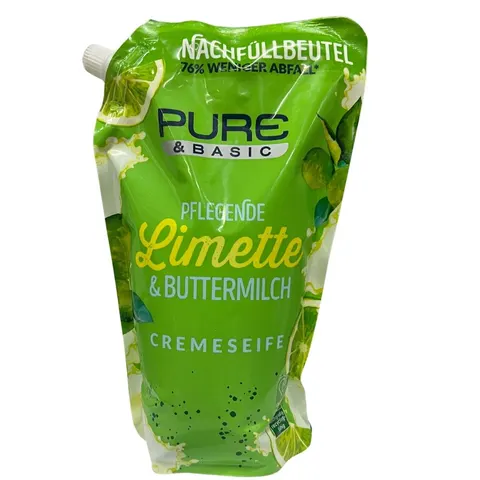 Pure & Basic Limette & Buttermilch Cremeseife – 1l zapas