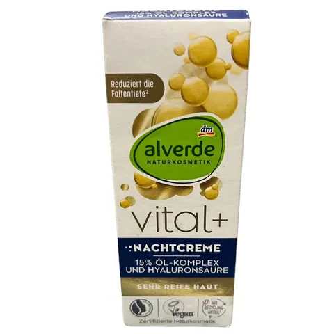 Alverde Vital+ krem na Noc z Kwasem Hialuronowym 50 ml