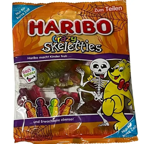 HARIBO Crazy Skeletties 160 g – żelki słodko-kwaśne Halloween