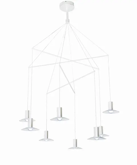 Lampa wisząca HAT biała 8xLED geometryczna konstrukcja LP-1661/8P WH Light Prestige