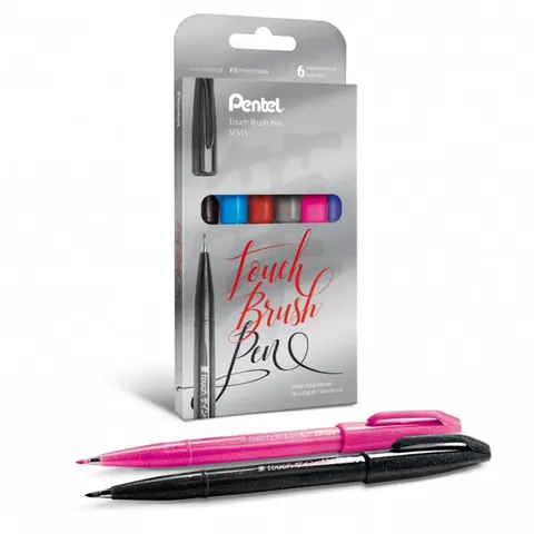Pisaki pędzelkowe Pentel Brush Signt zestaw 6 kolorów