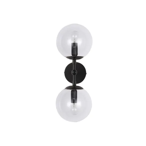 Podwójny kinkiet ścienny góra dół do salonu DORADO szklane klosze LP-002/2W BK Transp. Light Prestige