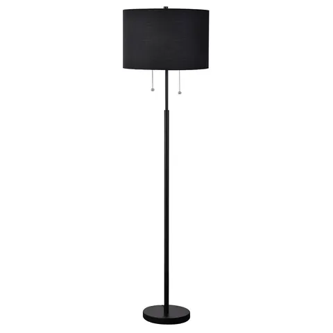 Lampa podłogowa czarna z kloszem i sznureczkami włącznikami LP-0304/2F BK Light Prestige