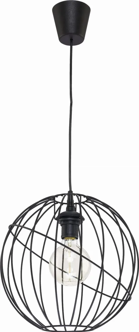 Lampa wisząca czarna druciana z kulistym kloszem na gwint E27 ORBITA BLACK - 1626