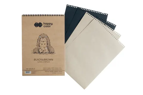 Szkicownik na spirali A4 HAPPY COLOR Black&Brown - 80 g/m² - 50 ark.