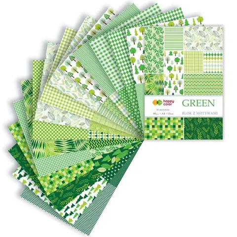 Blok z motywami Happy Color Green - A4, 80 g, 15 ark.