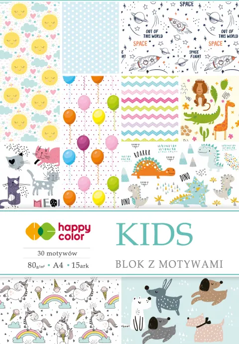 Blok z motywami Happy Color Kids - A4, 80 g, 15 ark.