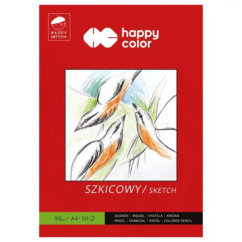 Blok szkicowy Młody Artysta, A4, 50 ark, 90g, Happy Color