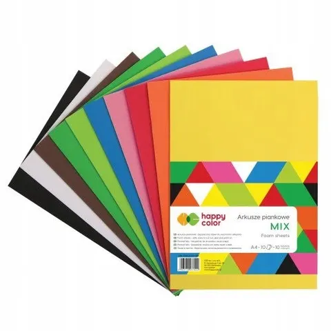 Arkusze piankowe kolorowe kreatywne A4 10 arkuszy kolorów Happy Color