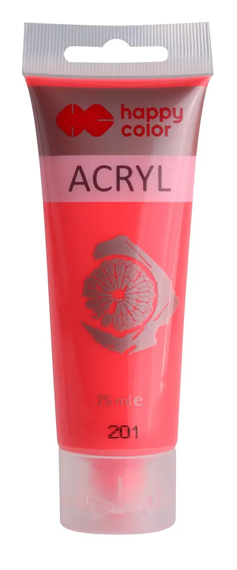 Farba akrylowa 75ml, czerwony fluo, Happy Color 201