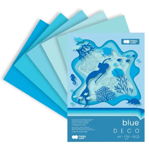 Blok A4/20K Deco Blue 170g HAPPY COLOR